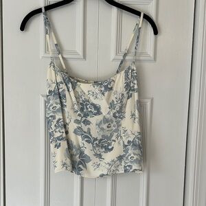 Reformation Floral Blue and White fitted top